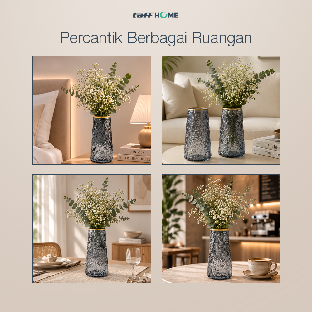 Gambar produk TaffHOME Vas Bunga Dekorasi Interior Ruang Tamu Motif Kulit Kayu - YF963 - 4