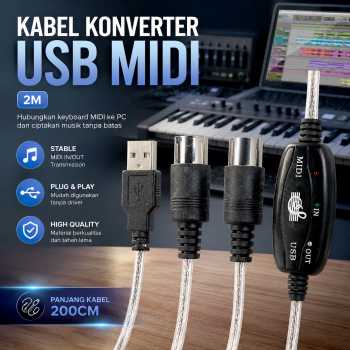 Orphee Kabel Konverter USB MIDI PC to Music Keyboard Adapter Cable 2M - AY03