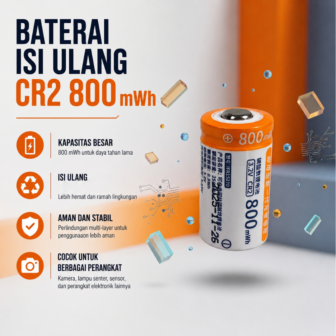 Doublepow Baterai Isi Ulang CR2 Li-Ion Button Top 800mWh 3.2V 1 PCS Gambar produk Doublepow Baterai Isi Ulang CR2 Li-Ion Button Top 800mWh 3.2V 1 PCS - Utama