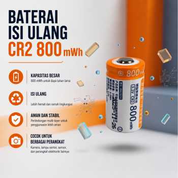 Doublepow Baterai Isi Ulang CR2 Li-Ion Button Top 800mWh 3.2V 1 PCS