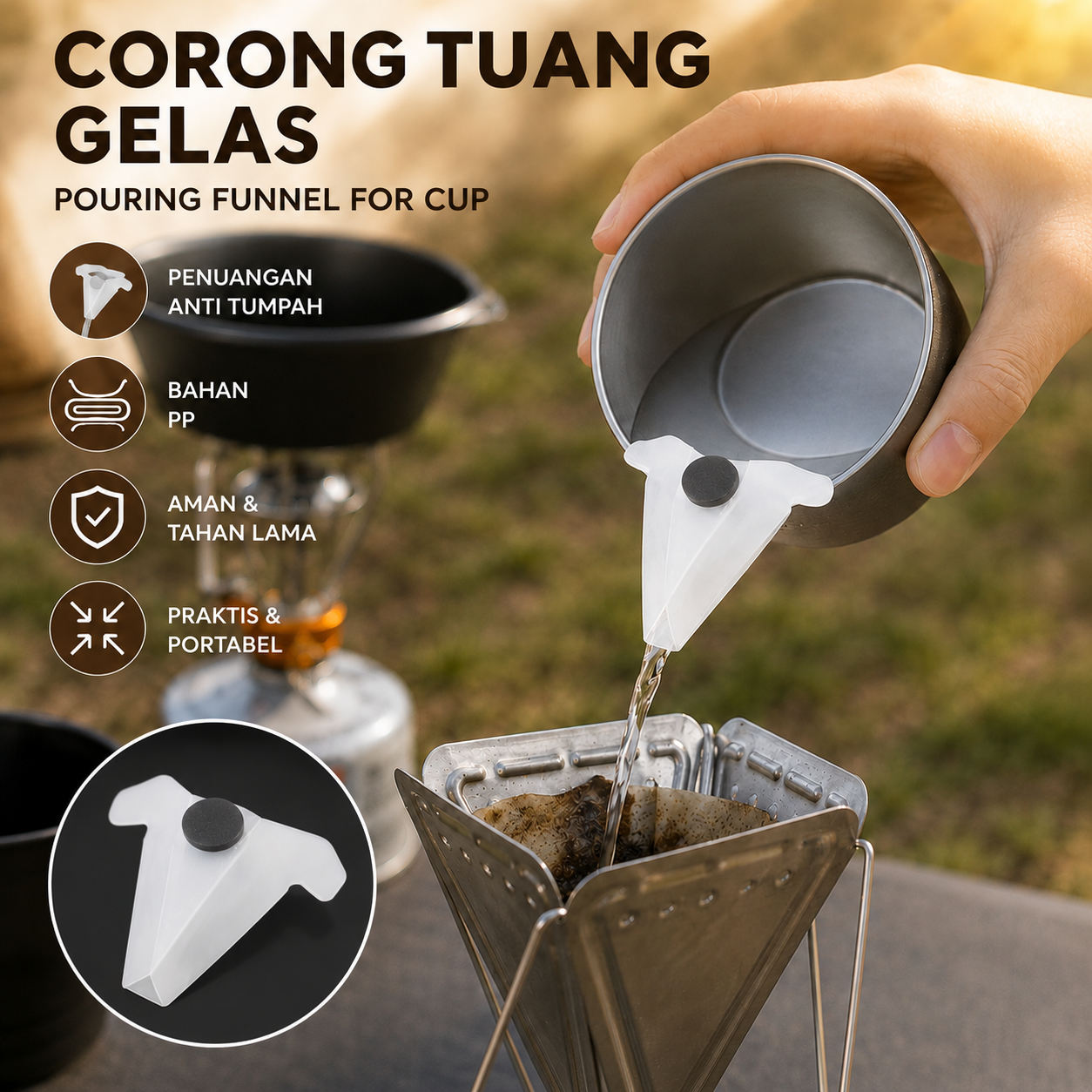 Gambar produk ZEKENS Corong Tuang Gelas Pouring Spout Clip V60 Pour Over 5 PCS - PS-10 - Utama