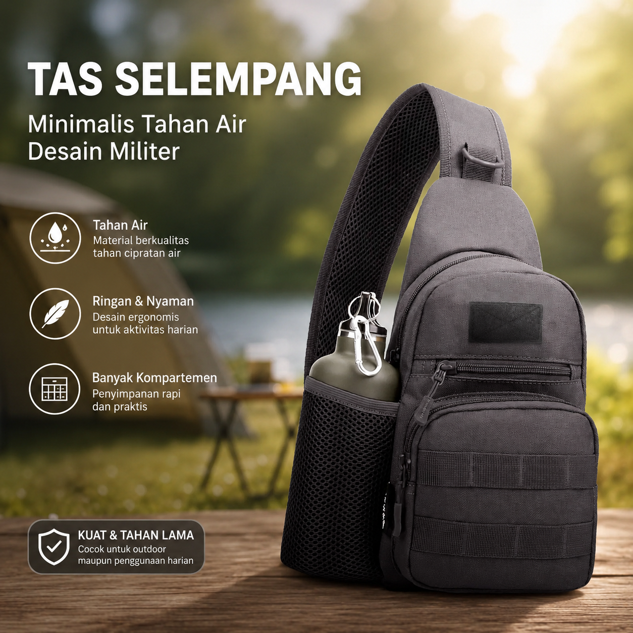 Gambar produk Tas Selempang Crossbody Bag Minimalis Tahan Air Desain Militer - 0702 - Utama