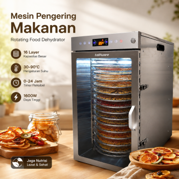 Gambar produk Taffware Mesin Pengering Makanan Rotating Food Dehydrator 1Layer 1600W - LT80