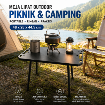AL Meja Lipat Outdoor Piknik Camping Portable Titanium 48x28x44.5cm - AF65