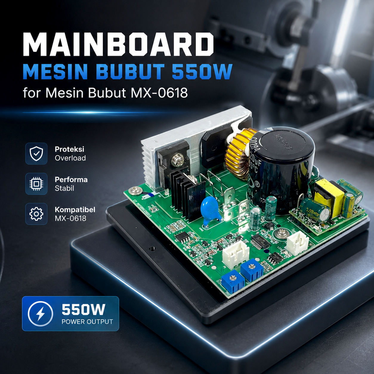 Gambar produk ELMAZHGANG Mainboard Mesin Bubut Mini Controller 550W for MX-0618 - EZ062 - Utama