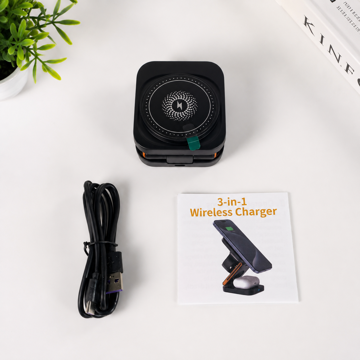 ZEBRONICS Wireless Charger 3in1 Foldable iPhone Apple Watch AirPods - IW20 Gambar produk ZEBRONICS Wireless Charger 3in1 Foldable iPhone Apple Watch AirPods - IW20 - 8