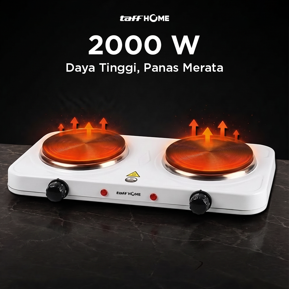 Gambar produk TaffHOME Kompor Listrik 2 Tungku Portable Hot Plate 2000W - H2-2000-04 - 1
