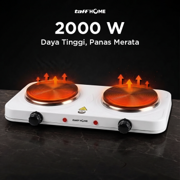 Gambar produk TaffHOME Kompor Listrik 2 Tungku Portable Hot Plate 2000W - H2-2000-04 - 1