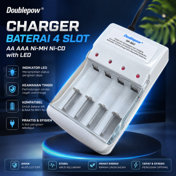 Doublepow Charger Baterai 4 Slot AA AAA Ni-MH Ni-CD with LED - DP-B02