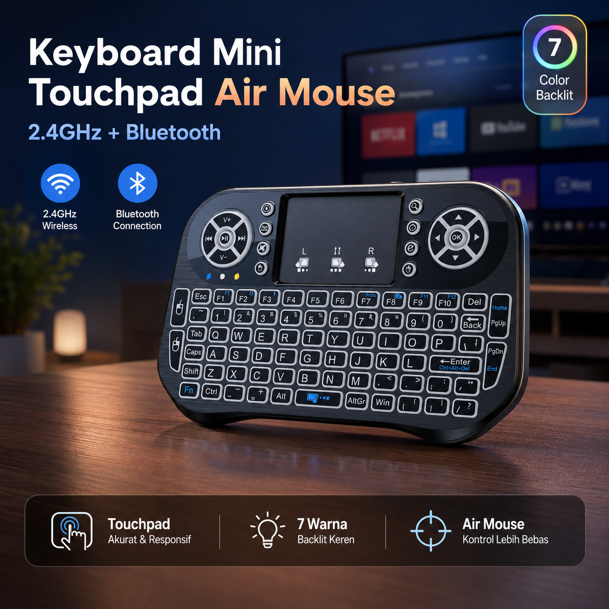 TOPKEY Keyboard Mini Touchpad Air Mouse Dual Mode 2.4GHz Bluetooth - i10 Gambar produk TOPKEY Keyboard Mini Touchpad Air Mouse Dual Mode 2.4GHz Bluetooth - i10 - Utama
