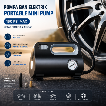 Gambar produk OTOHEROES Pompa Sepeda Portable Mini Pump 150 PSI Analog - ST-5523