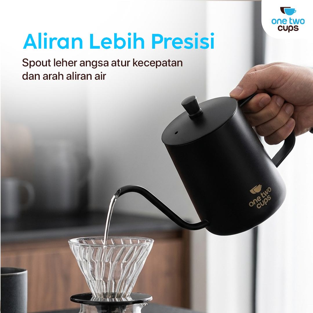 One Two Cups Teko Kopi Leher Angsa Gooseneck Pour Over Kettle 350ml - HS-10 Gambar produk One Two Cups Teko Kopi Leher Angsa Gooseneck Pour Over Kettle 350ml - HS-10 - 1