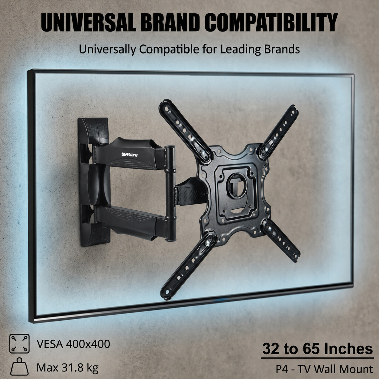 Gambar produk Taffware Bracket TV Telescopic VESA 400x400 for 32-65 Inch TV - P4 - Utama