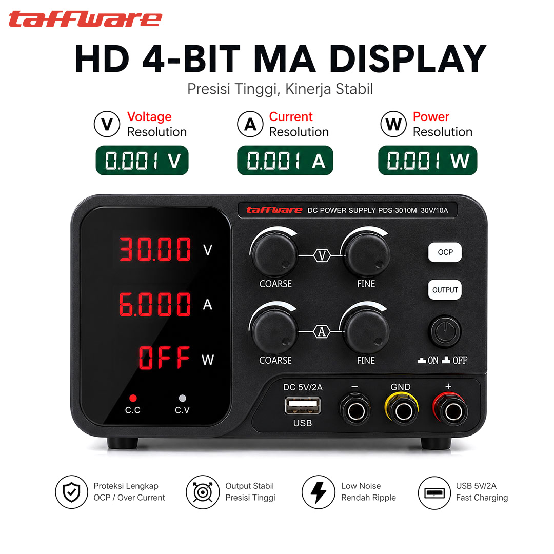 Gambar produk Taffware Adjustable DC Power Supply Variable Voltage 30V 10A 300W - PDS-3010M - Utama
