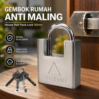 Gambar produk SANTIAO Gembok Rumah Anti Maling House Half Pack Lock Hardened Steel 50mm - ST-050