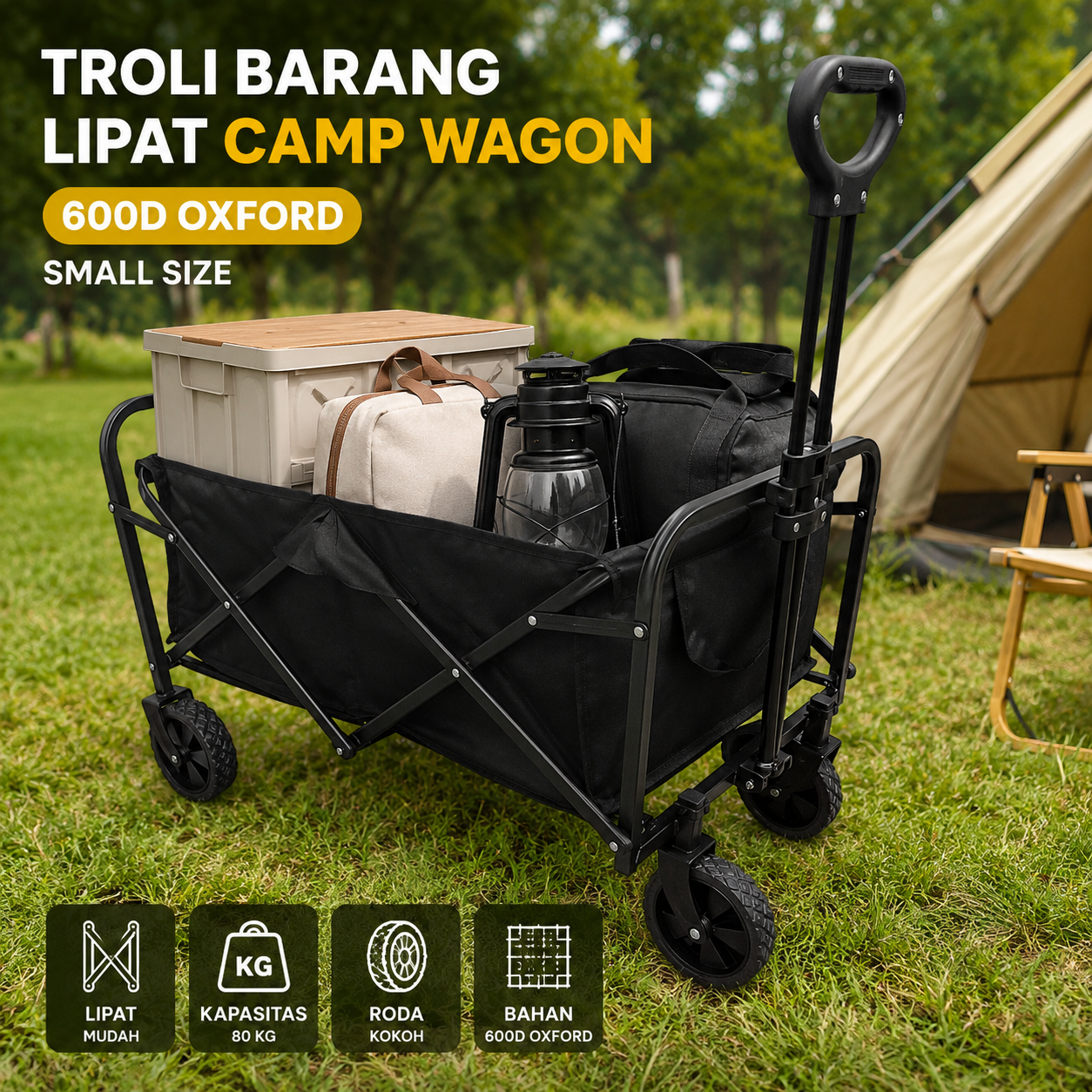 Gambar produk PROD Troli Barang Lipat Camp Wagon 600D Oxford Small Size - CH-25 - 3
