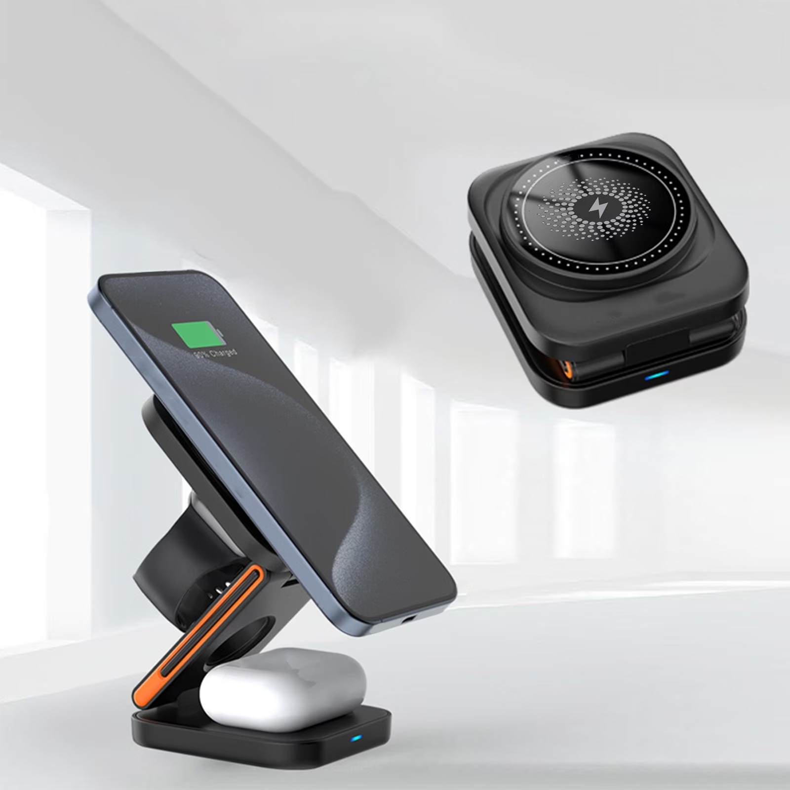ZEBRONICS Wireless Charger 3in1 Foldable iPhone Apple Watch AirPods - IW20 Gambar produk ZEBRONICS Wireless Charger 3in1 Foldable iPhone Apple Watch AirPods - IW20 - 5