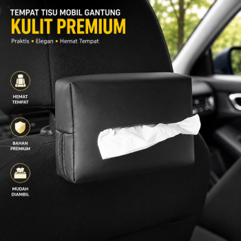 TRAVELY Tempat Tisu Mobil Gantung Kulit Sun Visor Tissue Box Organizer - EA30