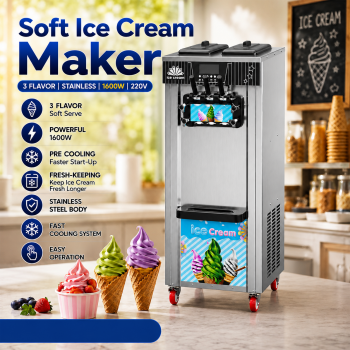 DUTRIE Ice Cream Maker Commercial Mesin Pembuat Es Krim 3 Rasa 1600W - ZB-BQL268YL