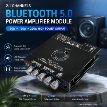 TKXEC Amplifier Board Audio Bluetooth USB 2.1 Channel DIY - ZK-HT21