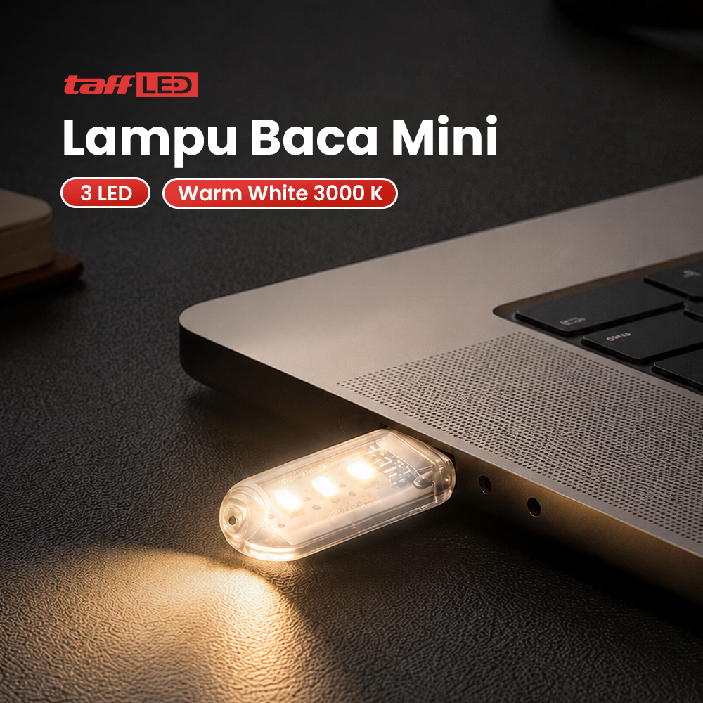 Gambar produk TaffLED Lampu Baca Mini LED USB Portable 5V 3 LED Warm White - SMD 5730 - Utama
