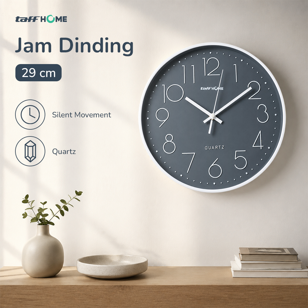 Gambar produk TaffHOME Jam Dinding Bulat Quartz Silent Movement 29cm - MS30 - Utama