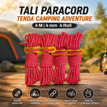 YEAHMAT Tali Paracord Tenda Camping Adventure Windproof 4mmx4M 4 Roll - YG148