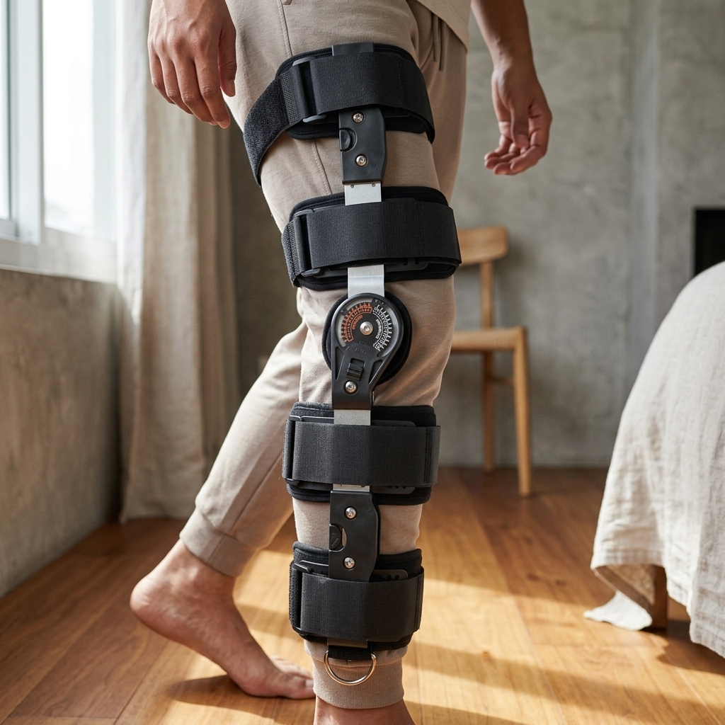 Januel Alat Terapi Kaki Adjustable Knee Joint Brace Sprain Protection - Jn08 Gambar produk Januel Alat Terapi Kaki Adjustable Knee Joint Brace Sprain Protection - Jn08 - 6