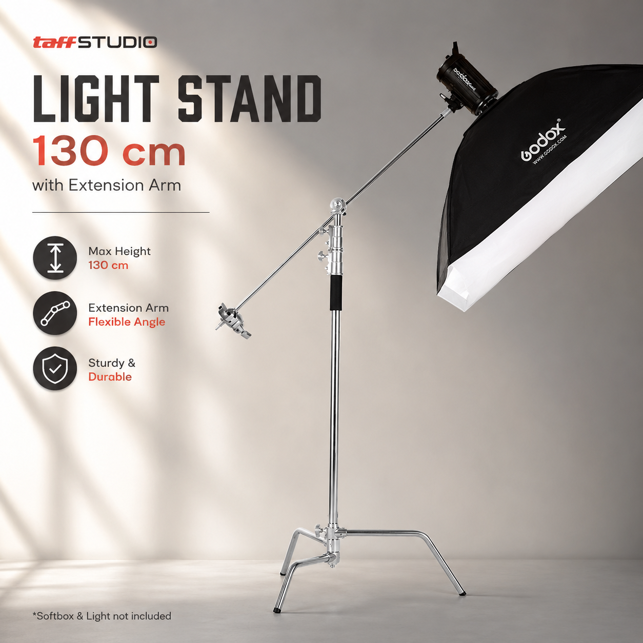 TaffSTUDIO Tripod Light Stand C Stand Extension Arm Boom Arm 130cm - 330F Gambar produk TaffSTUDIO Tripod Light Stand C Stand Extension Arm Boom Arm 130cm - 330F - Utama