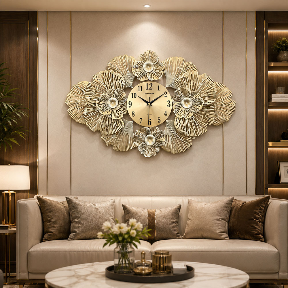 TaffHOME Jam Dinding Besi Flower Luxury Quartz Movement 59.5cm - 26006 Gambar produk TaffHOME Jam Dinding Besi Flower Luxury Quartz Movement 59.5cm - 26006 - 4