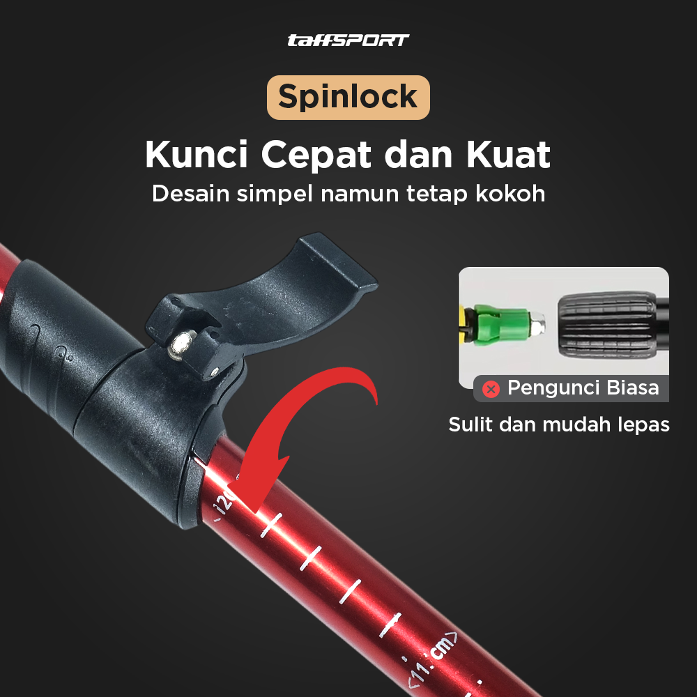 TaffSPORT Tongkat Hiking Lipat Trekking Pole Aluminium Alloy EVA 130cm - TF13 Gambar produk TaffSPORT Tongkat Hiking Lipat Trekking Pole Aluminium Alloy EVA 130cm - TF13 - 5