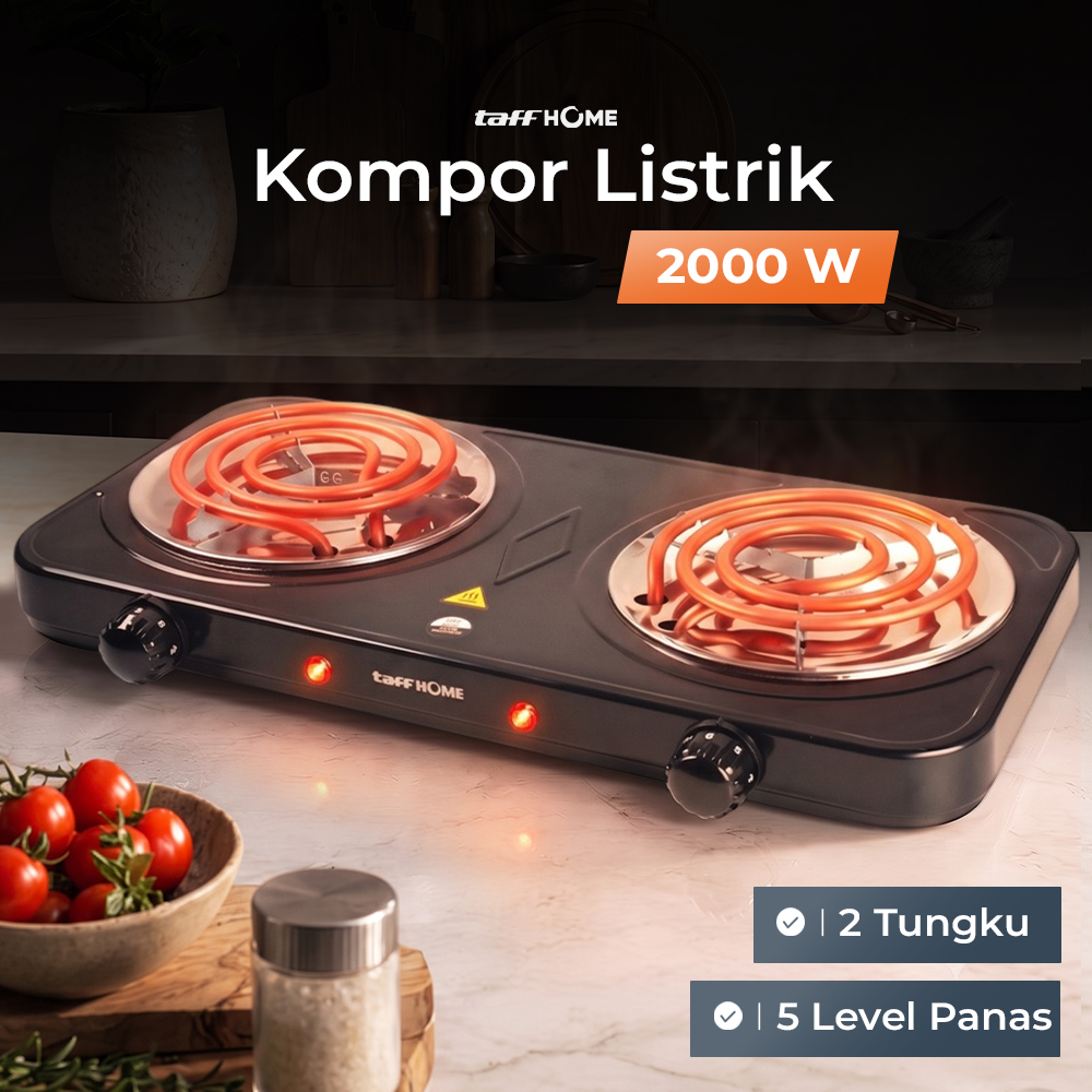 Gambar produk TaffHOME Kompor Listrik 2 Tungku Portable Coil Hot Plate 2000W - C2-2000-05 - Utama