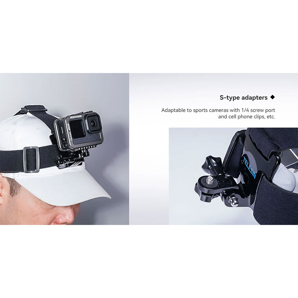 Gambar produk TELESIN Head Strap Action Camera Mount Universal 1/4 Adjustable - GP-HMS-T04 - 5