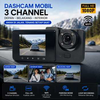 Gambar produk CHEGIT Dashcam Mobil 3 Channel Depan Belakang Parking WiFi 24H 1080P - X94