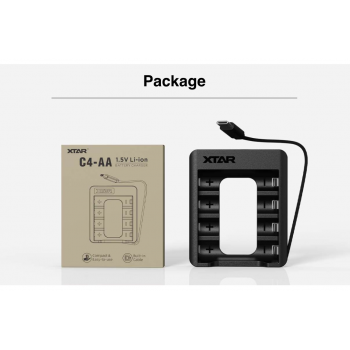 Gambar produk XTAR Charger Baterai 4 Slot AA 1.5 V Li-ion 5V 2A Built-in USB Type-C - C4-AA - 7
