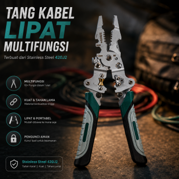 Pi Tang Lipat Multifungsi Kupas Kabel Wire Stripper Cutter Stainless - TK0800