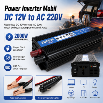 Gambar produk Taffware Power Inverter Mobil Modified Sine Wave DC12V to AC220V 2000W - ZX-2000E