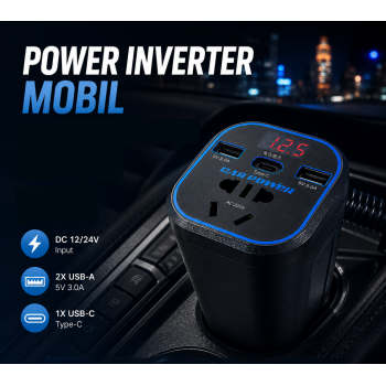 OTOHEROES Power Inverter Mobil DC to DC 12/24V to 220V LED Display - PL-125