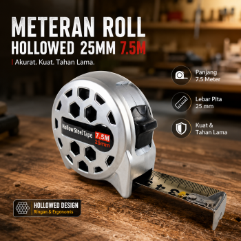 Baoli Meteran Roll Measuring Tape Auto Lock Hollowed Pita Carbon Steel - DSH-30
