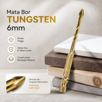 Taffware Mata Bor Tungsten Carbide Cross Hex Tile Drill Bit - FM3