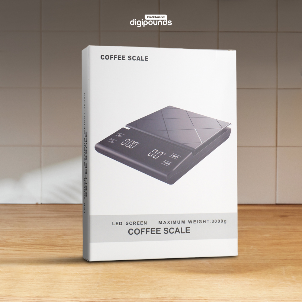 Gambar produk Taffware Digipounds Timbangan Kopi Digital Timer Coffee Scale 0.1g 3kg - EK6012 - Kemasan
