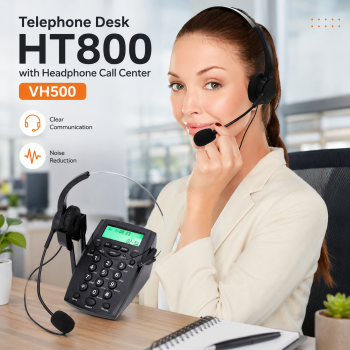 Gambar produk Voicejoy Telephone Desk HT800 with Headphone Call Center VH500