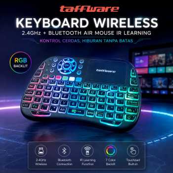 Taffware Keyboard Wireless Mini Bluetooth 2.4GHz Air Mouse IR Learning - M9