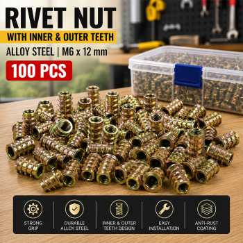 LIUYI Mur Rivet Nut with Inner Outer Teeth Alloy Steel 100 PCS - JR25