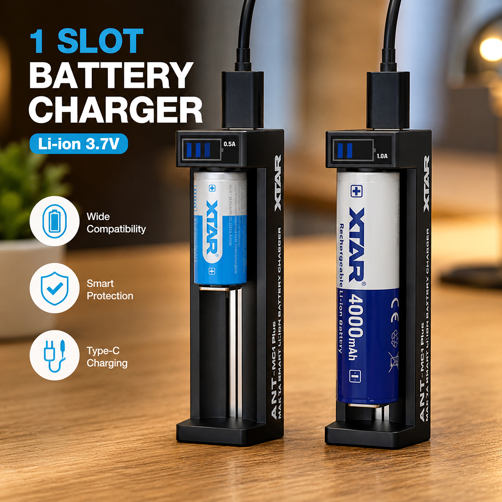 Gambar produk XTAR Charger Baterai 1 Slot 14500 18650 18650 Li-Ion 3.7V LCD Type C - ANT MC1 Plus - Utama