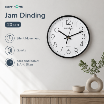 TaffHOME Jam Dinding Quartz Nordic Minimalist Silent Movement 20cm - DG-20