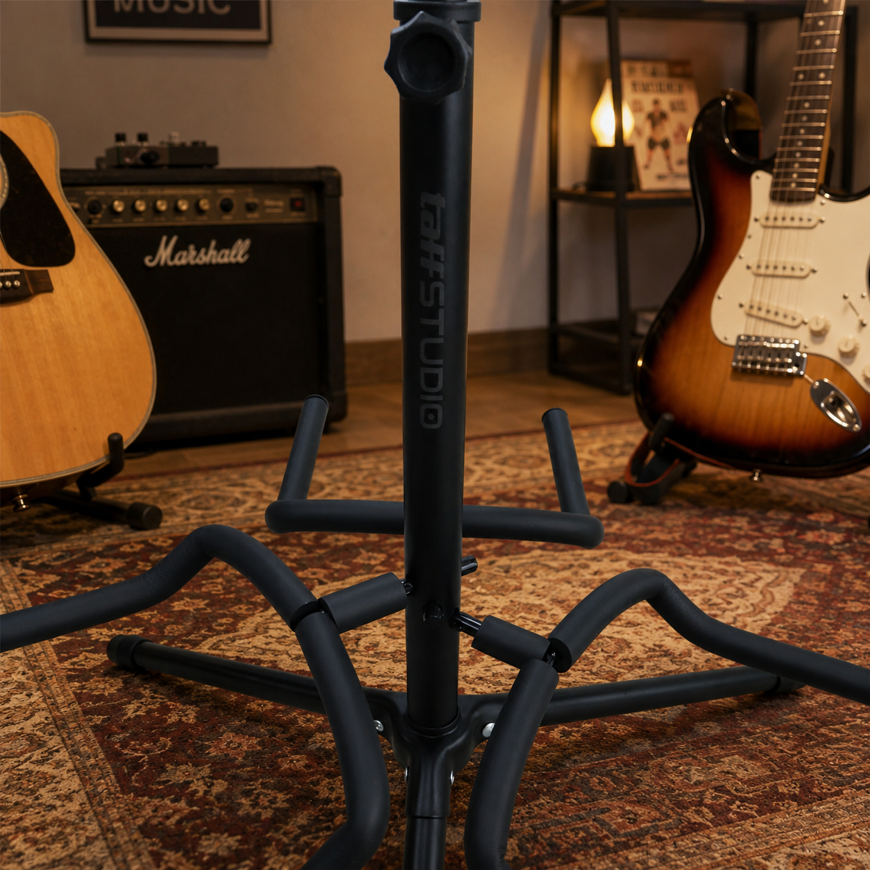Gambar produk TaffSTUDIO Stand Gitar Folding 3 Dock Adjustable Besi - HG-20 - 2
