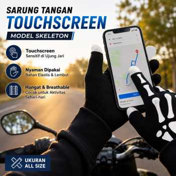 Gambar produk KANCOOL Sarung Tangan Katun Touchscreen Skeleton All Size Unisex - YN1168