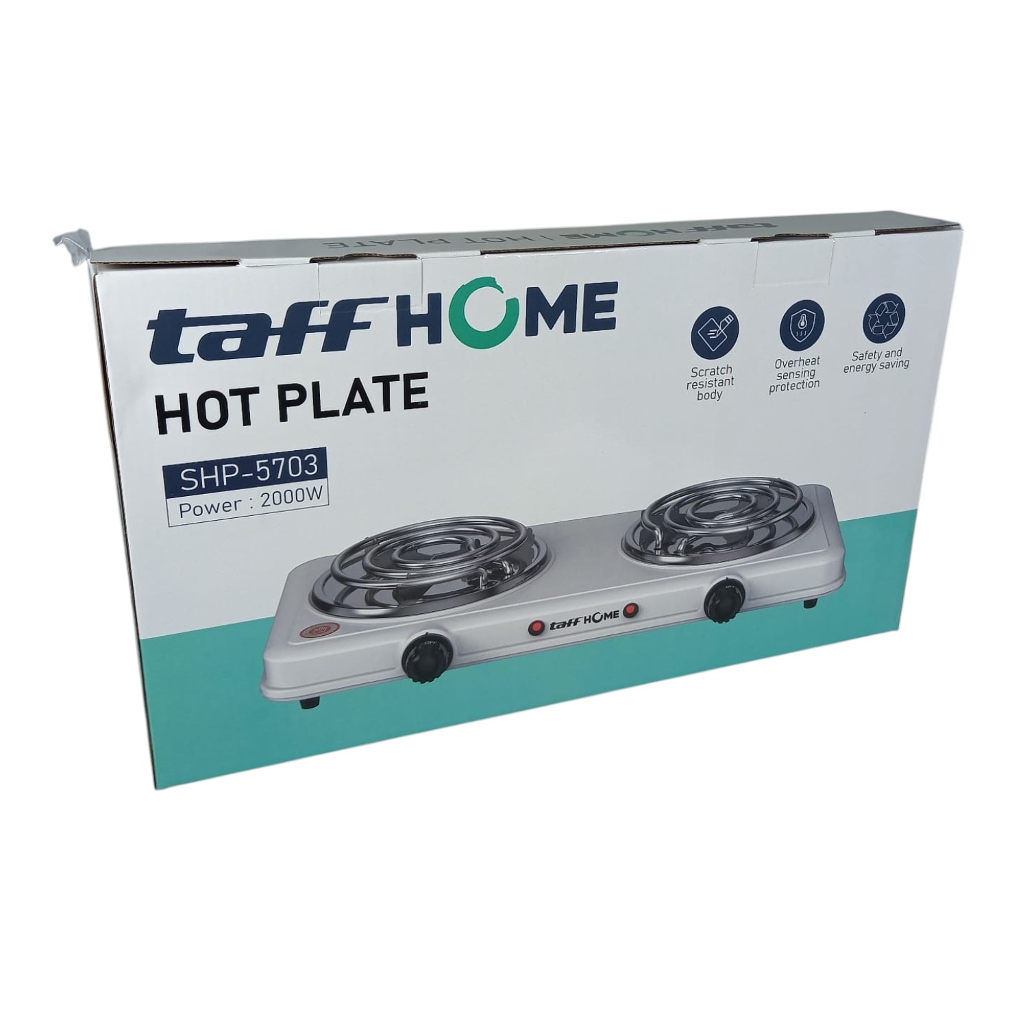 TaffHOME Kompor Listrik 2 Tungku Portable Coil Hot Plate 2000W - SHP-5703 Gambar produk TaffHOME Kompor Listrik 2 Tungku Portable Coil Hot Plate 2000W - SHP-5703 - Kemasan