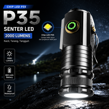 IBEN Senter LED P35 Waterproof USB Rechargeable 2000 Lumens - P35